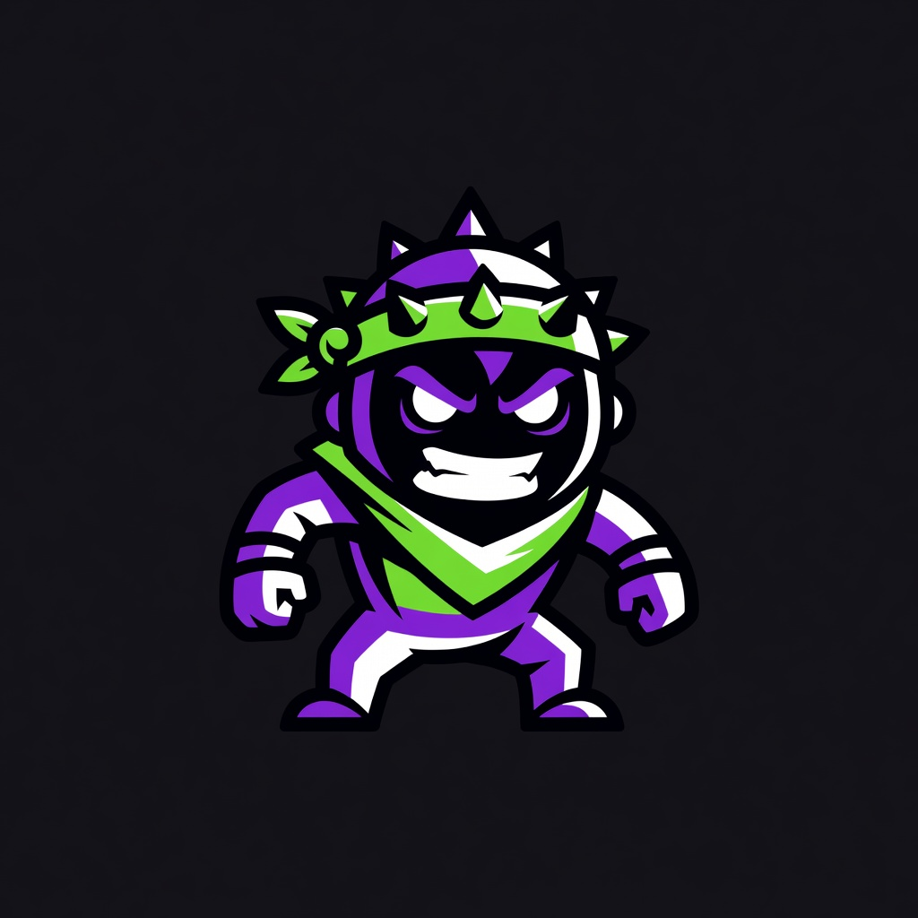 Official Raid Mob mascot, a grinning purple character with a lime green crown and bandana